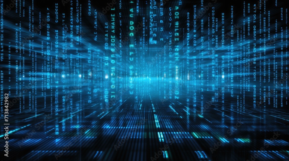 Blue digital binary data background, Ai Generated. Blue digital binary data background, Ai Generated.
