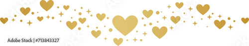 Gradient golden heart wave vector clip art element, elegant valentine day celebartion banner design