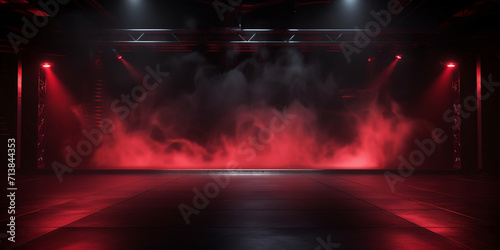 spotlight,,,An empty room illuminated by red and white spotlights. Concrete floor, stage red smoke and spotlights © Imran