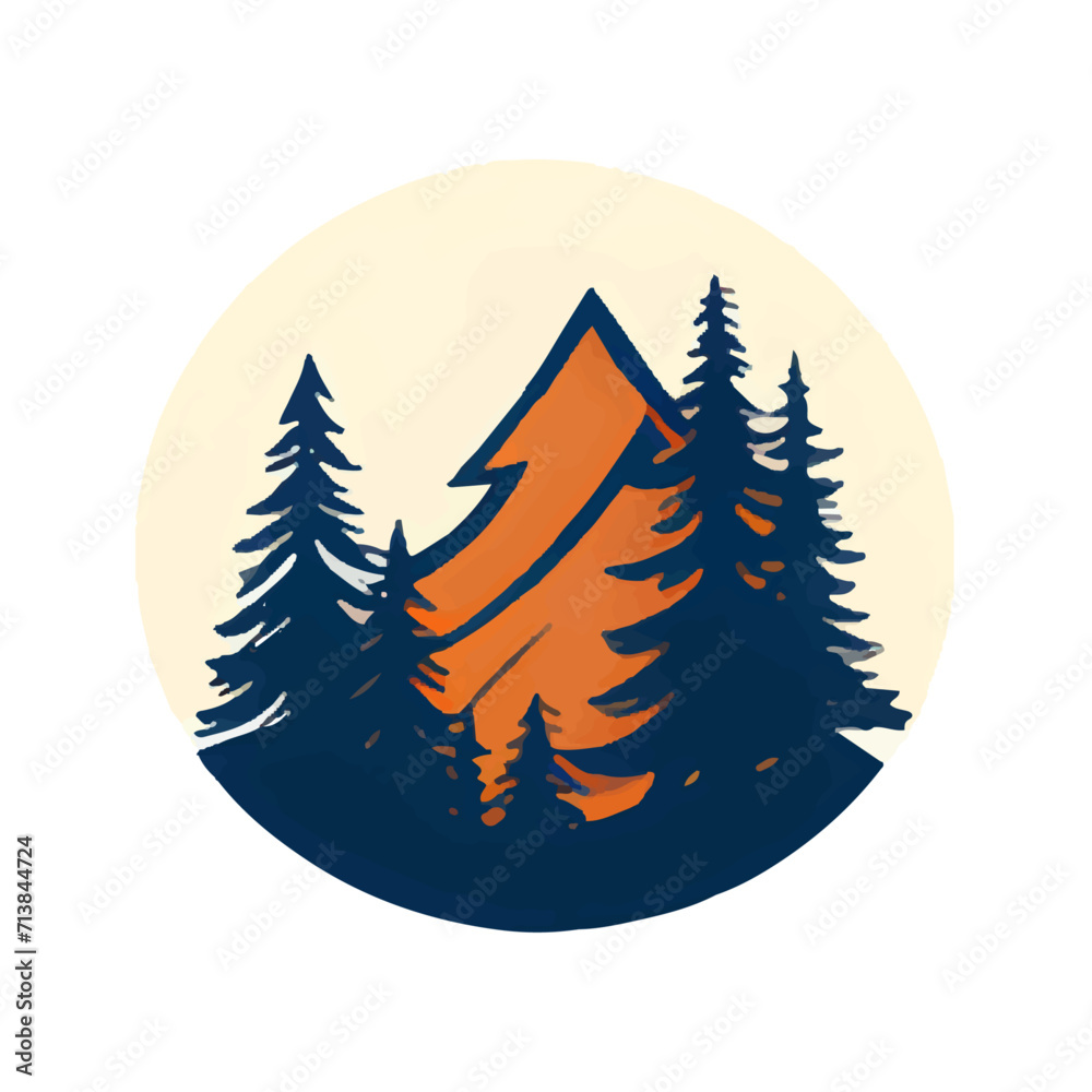 Fototapeta premium simple scary forest scenery landscape logo 3 color