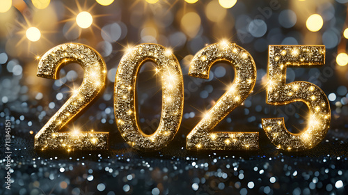 happy new year 2025 with golden 3d typography design, Happy New Year 2025, New year 2025. Premium vector design for banners, posters, 2025 Happy New Year Background Design, Generative AI