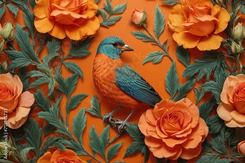 Nature's Melody Generative AI's Bird, Rose, and Botanical Bliss in Colors