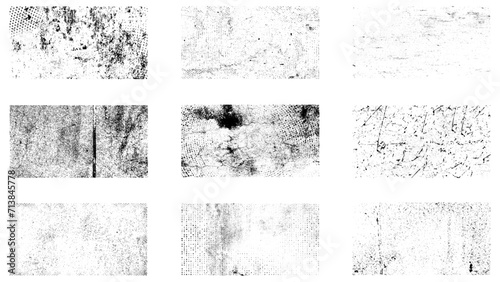 Grunge Overlay Textures. Vector Distress Textures. Concrete texture. Cement overlay black and white texture.