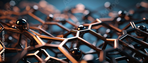 Copper Hexagonal Mesh Close-Up photo