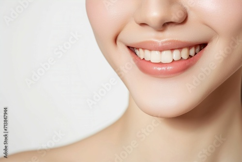 歯並びの綺麗な笑顔の女性の写真（矯正 ・ 歯列矯正 ・ マウスピース矯正 ・ホワイトニング・ 歯科治療 ・リップアートメイク） photo