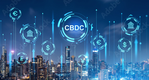 CBDC central bank digital currency interface in night city photo