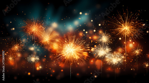 Beautiful fireworks background at night for holiday decoration