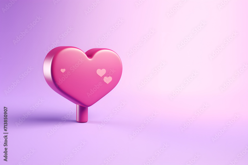 Pink and red neon 3D heart. For congratulations on Valentine's Day.