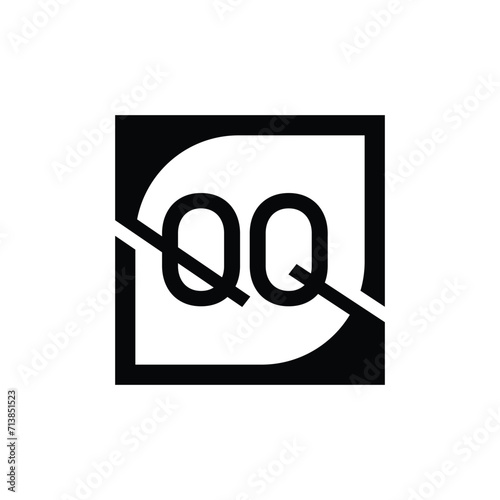 QQ Logo Design Template Vector With Square Background.