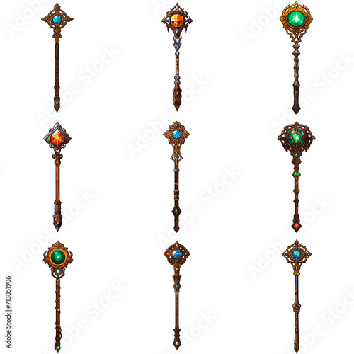 Enchanting Collection of 9 PNF Magic Wands - Exquisite Sprites Fantasy Style Craftsmanship photo