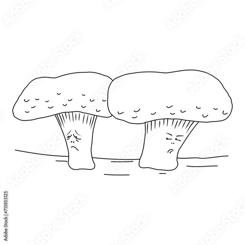 Vector illustration of quarreling mushrooms