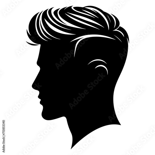 man hair cut vector art illustration silhouette, black color silhouette, haircut salon