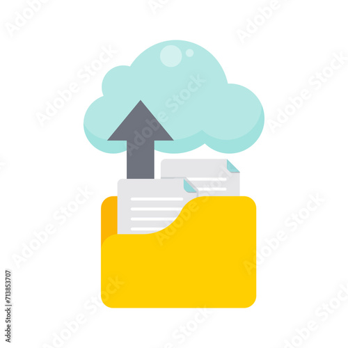 Computer file uploading to the cloud vector illustration graphic icon symbol