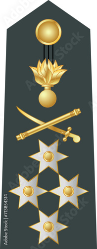 Shoulder pad military officer mark for the STRATIGOS (FULL GENERAL) insignia rank in the Hellenic Army