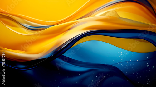 Abstract yellow and dark blue curved wave flow background with dot illustration background.