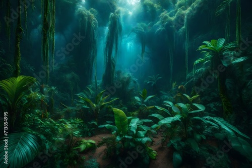 Rain-forest with lush vegetation photo