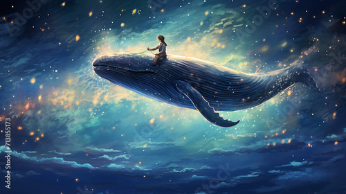 A boy riding a whale © Cedar