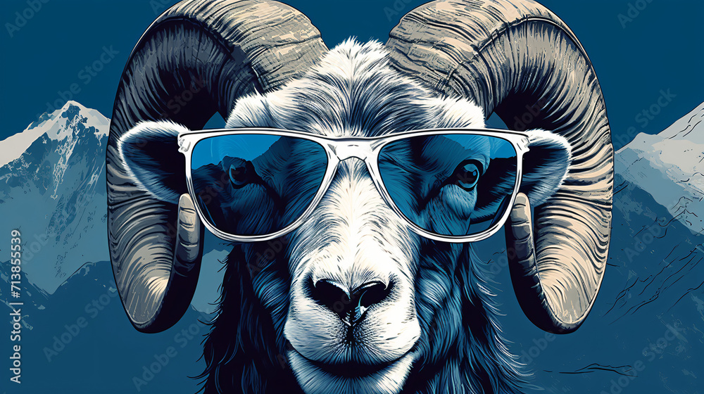 A detailed image of a fashionable rams
