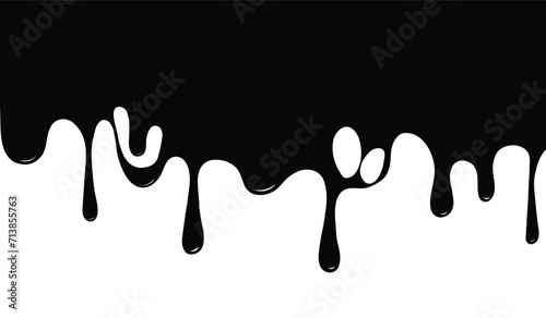 drops of black paint flow down the wall
