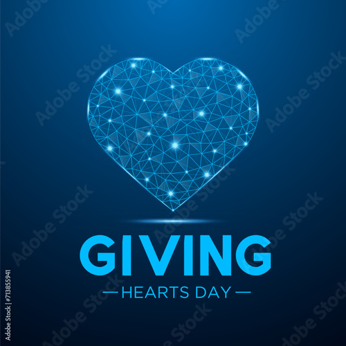 Giving Hearts Day is observed every year in February 8. Health and Medical Awareness Vector template for banner, card, poster and background design. Vector illustration.