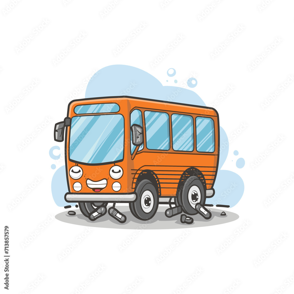 Bus crash with white background vector