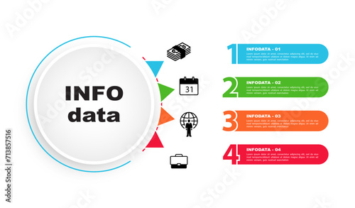 Set of colorful vector sample stickers  4 options. Collect option signs with tear-off coupon. Info data Business sticker. Can be used to create a business concept, process steps, vector illustration
