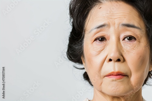 皺・たるみ・しみに悩むおばあさん（眼瞼下垂・目の下のふくらみ・整形・若返り）