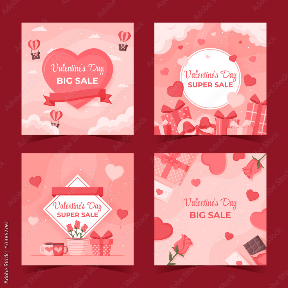 Valentines Day Super Sale Social Media Post with Special Offer