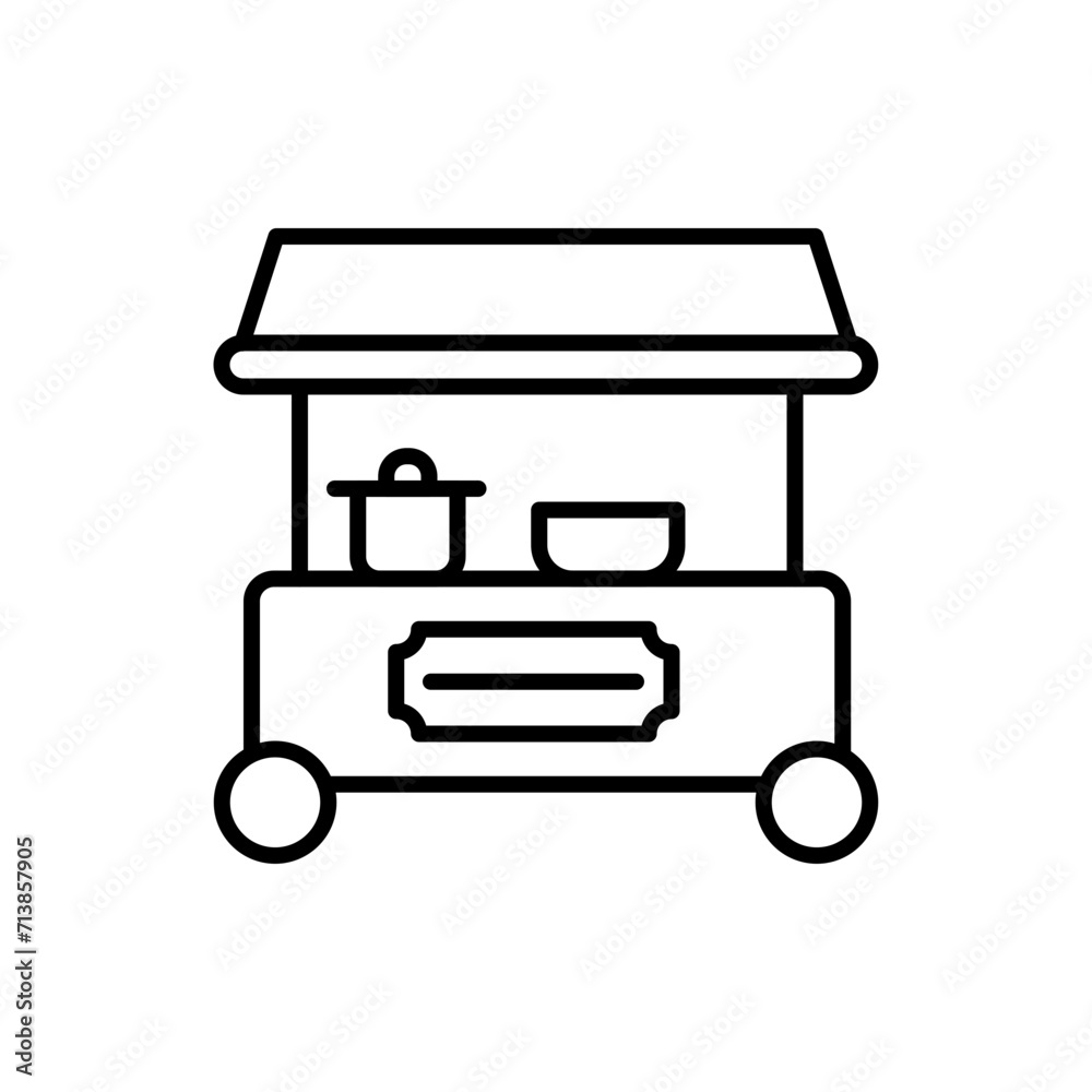 Food cart outline icons, minimalist vector illustration ,simple transparent graphic element .Isolated on white background