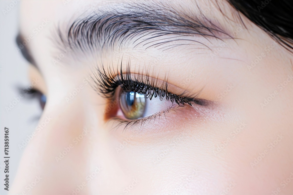 Obraz premium マツエクをつけた目元のアップ（まつげカール・まつ毛エクステンション・ビューティーサロン・アイリスト）