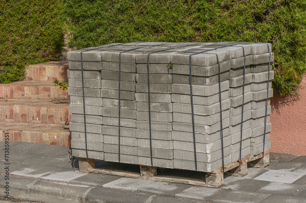 a pack of paving slabs in a village in Cyprus 1 a pack of paving slabs in a village in Cyprus 1