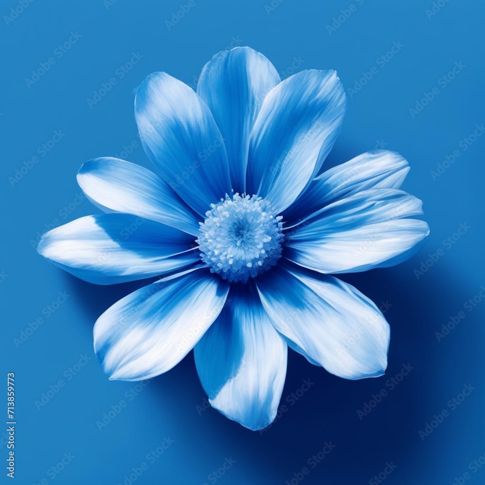 Fototapeta premium white flower on blue background