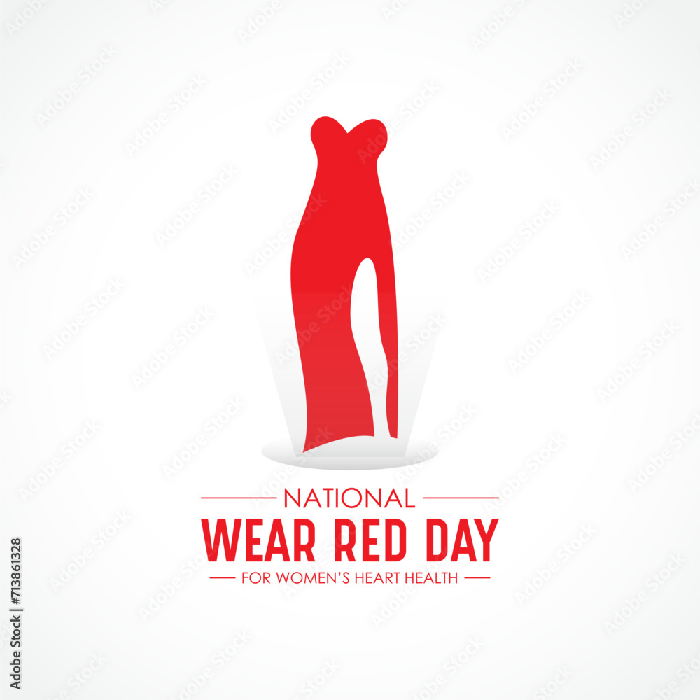 National Wear Red Day celebrated every year on February 2. Vector illustration on the theme of Wear Red Day. Vector Template for banner, greeting card, poster and background design. National Wear Red Day celebrated every year on February 2. Vector illustration on the theme of Wear Red Day. Vector Template for banner, greeting card, poster and background design.