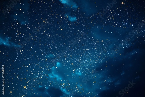 Night sky filled with stars, nebulae, and celestial bodies in blue hues.