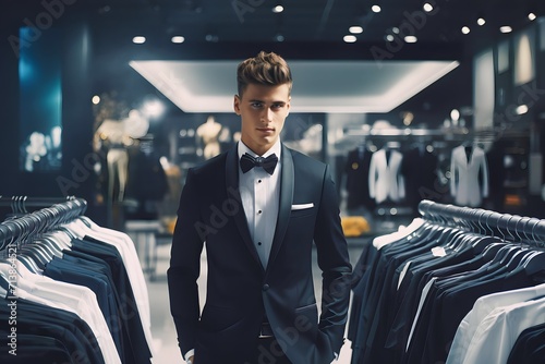 male wearing a suit at store photo