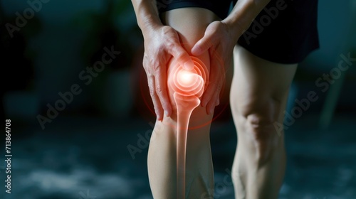 a person holding their knee photo