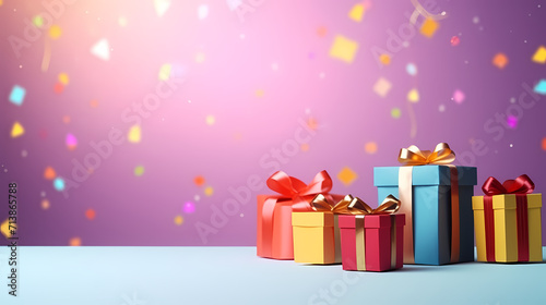 Gift background with copy space for Christmas gifts, holiday or birthday © ma
