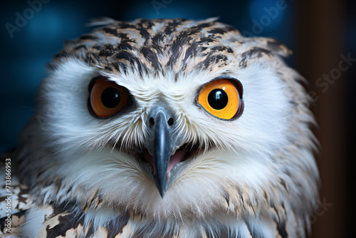 Close the snowy owl's eyes photo