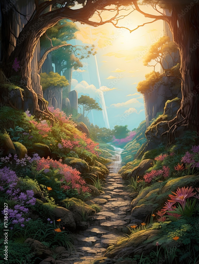 Enchanted Mountain Trail Wall Art: Discover the Magic of a Serene Hiking Path