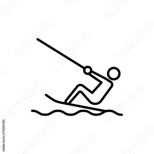 Wakeboarding outline icons, minimalist vector illustration ,simple transparent graphic element .Isolated on white background