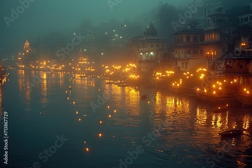 Ganga Aarti Hindu ceremony at Dasaswamedh Ghat, Varanasi, Uttar Pradesh photo
