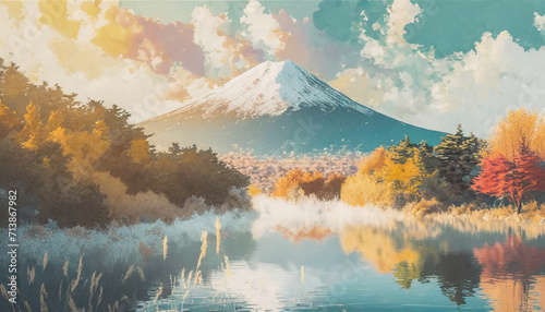 秋の富士山のイラスト photo