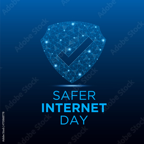 Safer Internet Day, February 6. Online and cyber security awareness vector template for banner, card, poster and background design. Vector illustration.