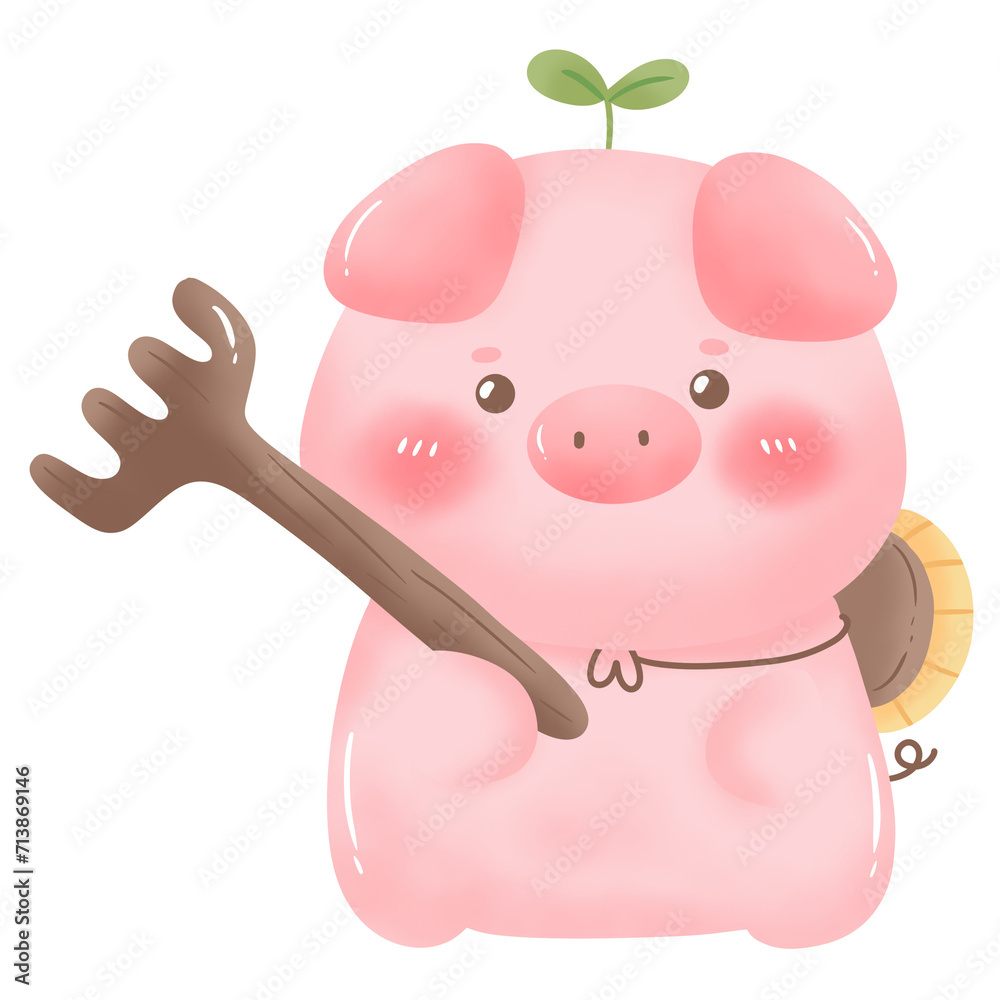 Fototapeta premium Pig farmer cartoon