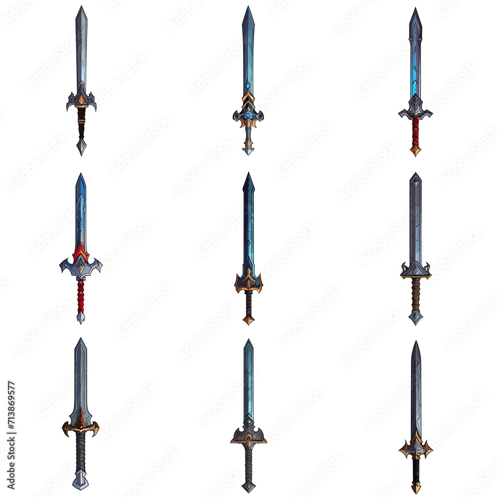 Magnificent Set of 9 PNF Swords - Exquisite Fantasy Style Blades for Epic Adventures Magnificent Set of 9 PNF Swords - Exquisite Fantasy Style Blades for Epic Adventures