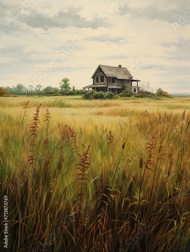 Free-Spirit Grassland Art  Vintage Farmhouse Dreamscapes amid Tall Grass