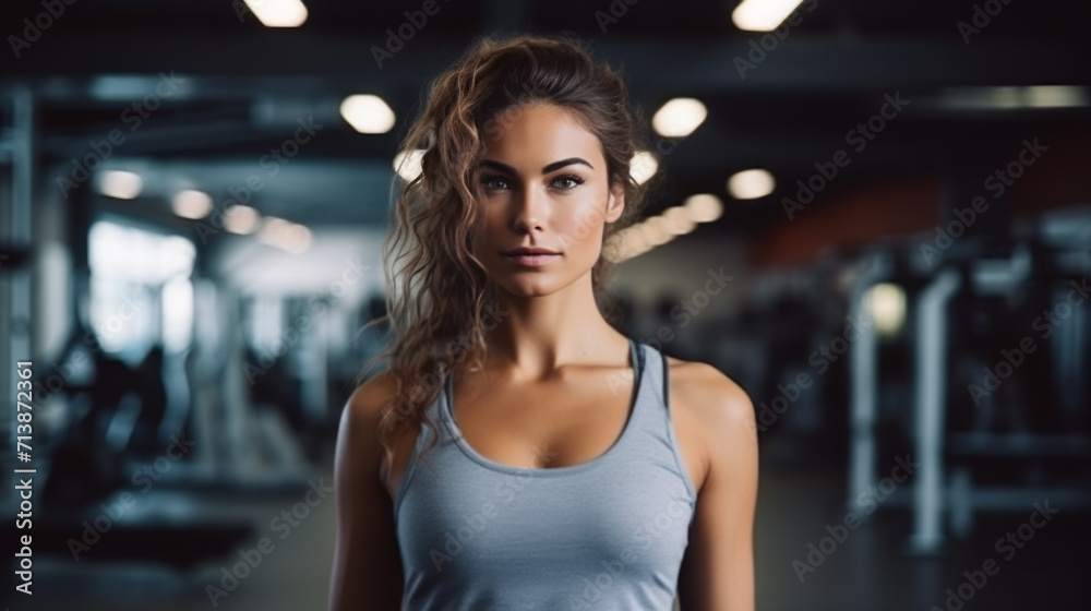 Young woman posing at a modern gym
