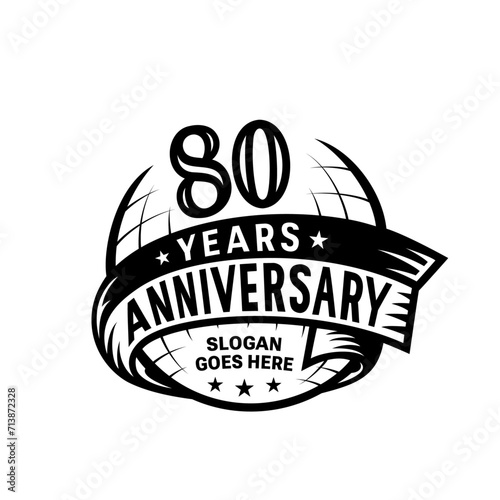 80 years anniversary design template. 80th logo. Vector and illustration. 