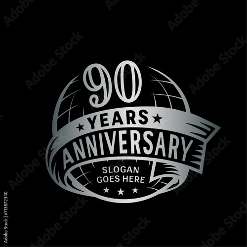 90 years anniversary design template. 90th logo. Vector and illustration. 