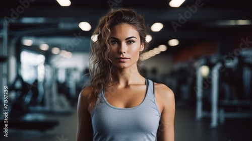 Young woman posing at a modern gym © Natalia Klenova